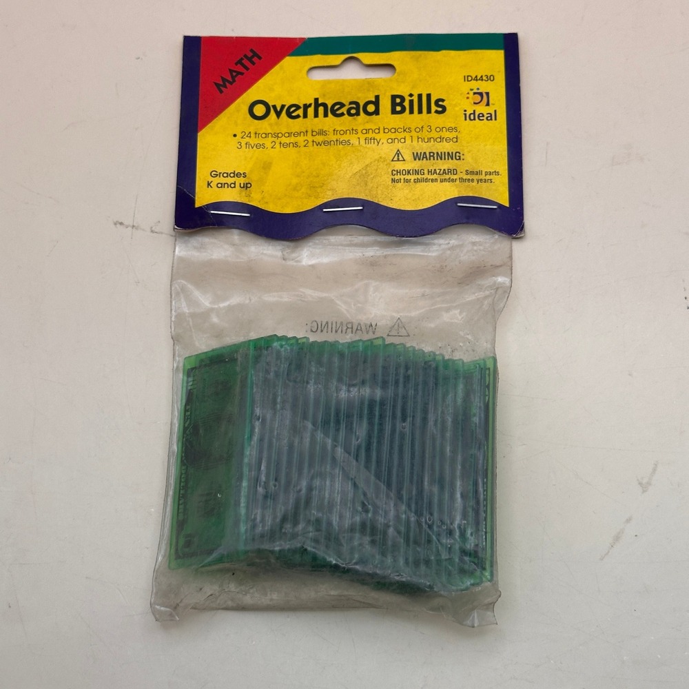 Pack of 24 Ideal 4430 Overhead Bills Math Manipulative 1, 5, 10, 20, 50, 100 D